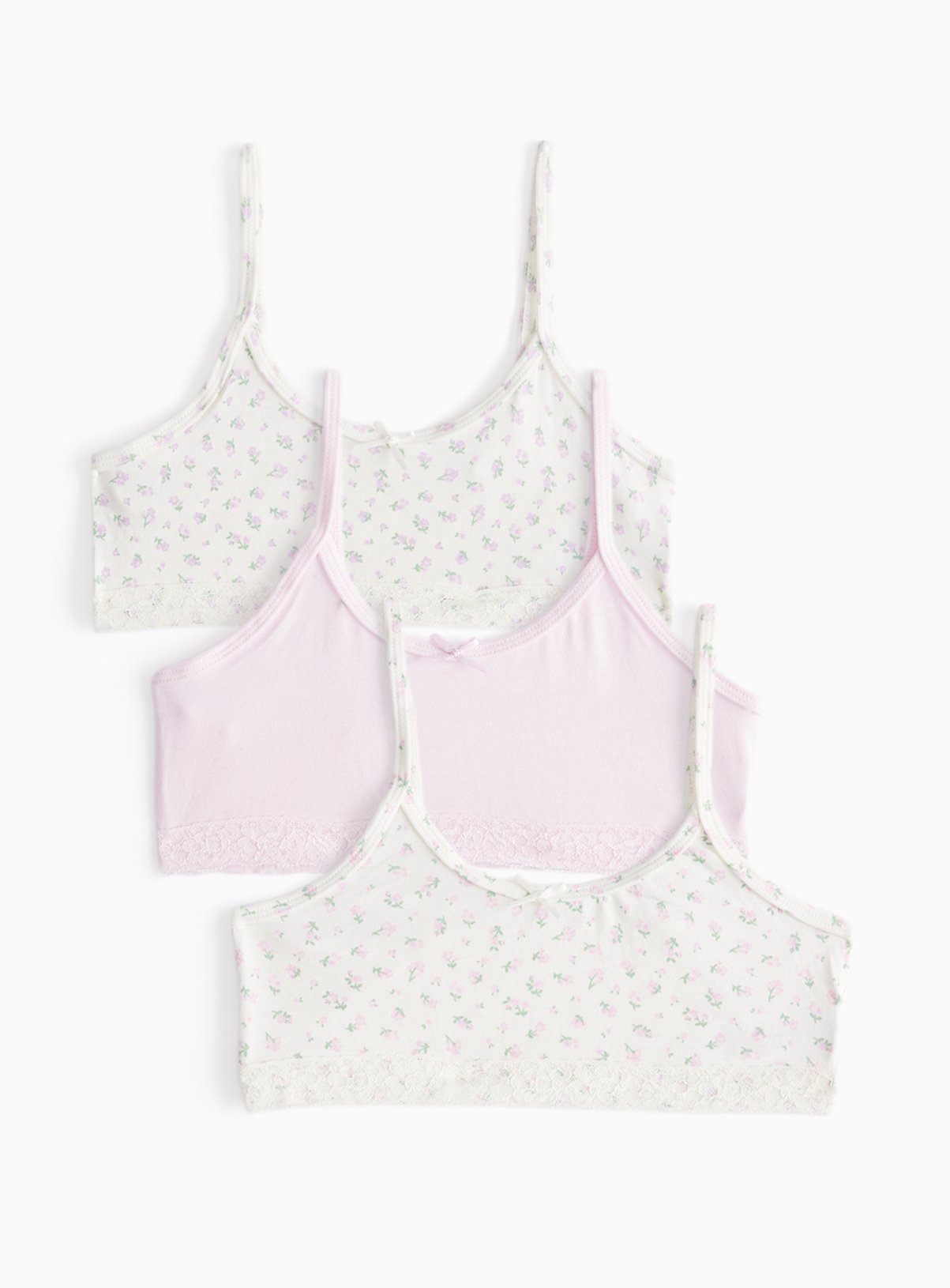 Multi-Coloured Plain & Patterned Floral Crop Tops 3-Pack 9-10 years - Image 1 thumbnail